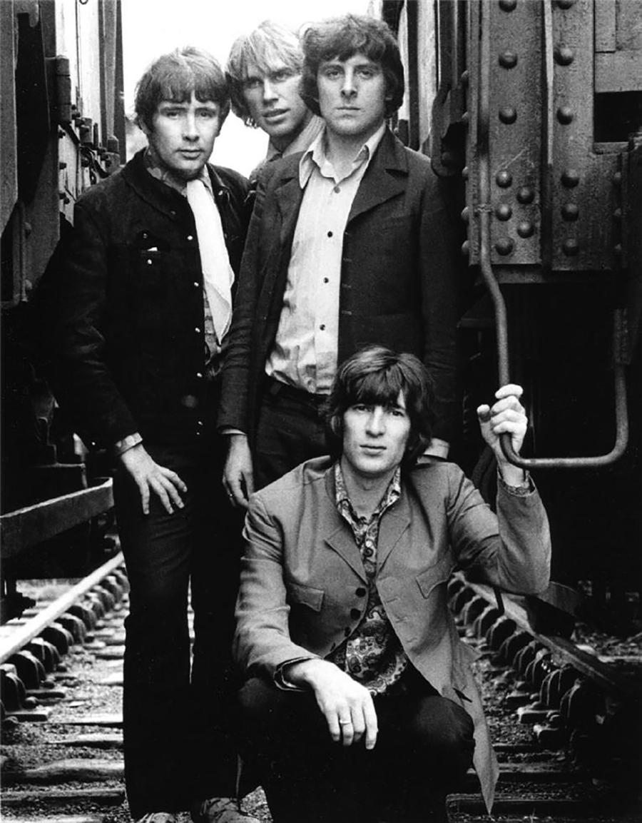 Barrie Wentzell Black and White Photograph - The Troggs, Hampshire Railway Yards, Andover, London, 1967