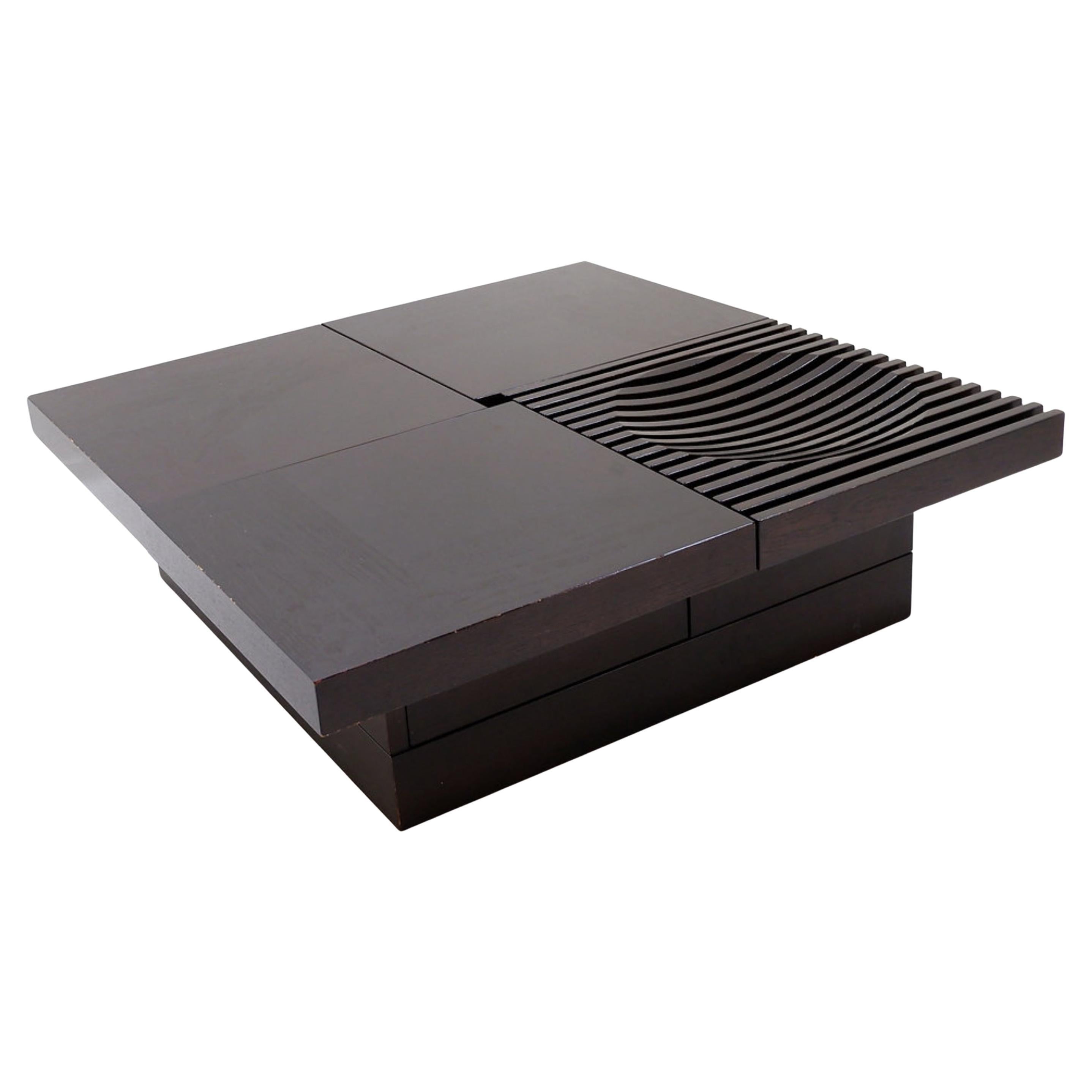 "Barringer" slide coffee table by Atilla Kuzu for Conde House For Sale