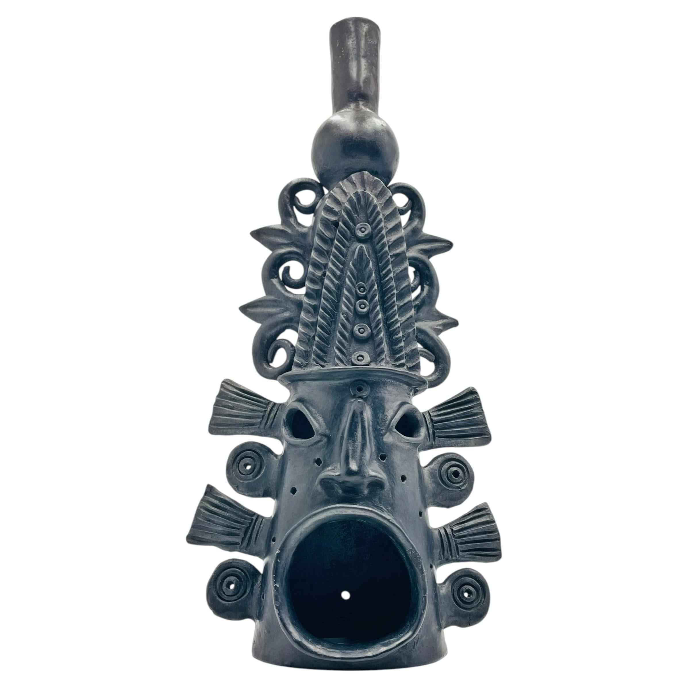 Barro Negro Sculpture by Doña Rosa of Coyotepec Oaxaca, Hand-Signed, Mexican Art