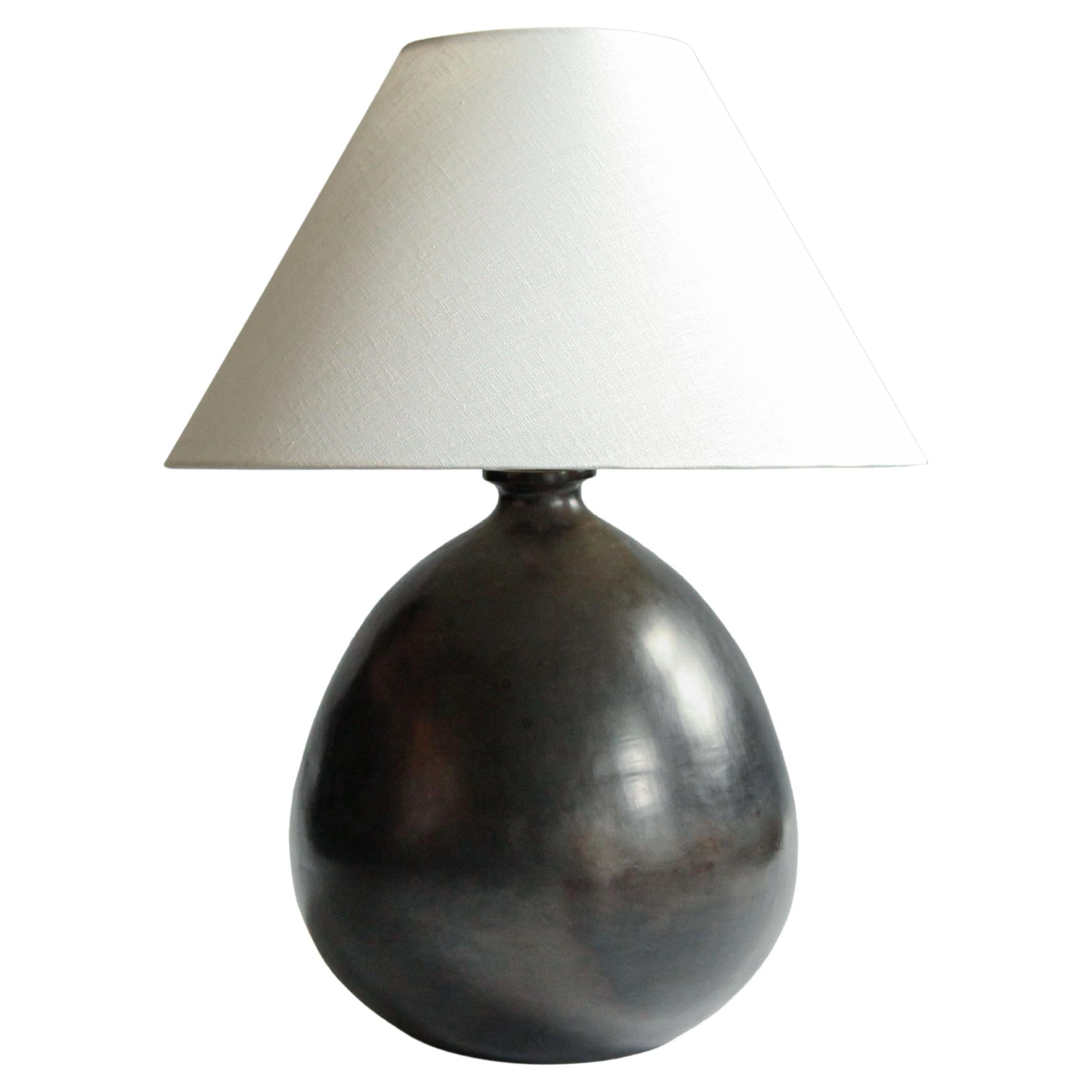 Barro Negro Table Lamp w/ White Linen Shade