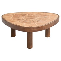 Barrois Vallouris, Coffee Table, Oak, Ceramic, France, 1960s