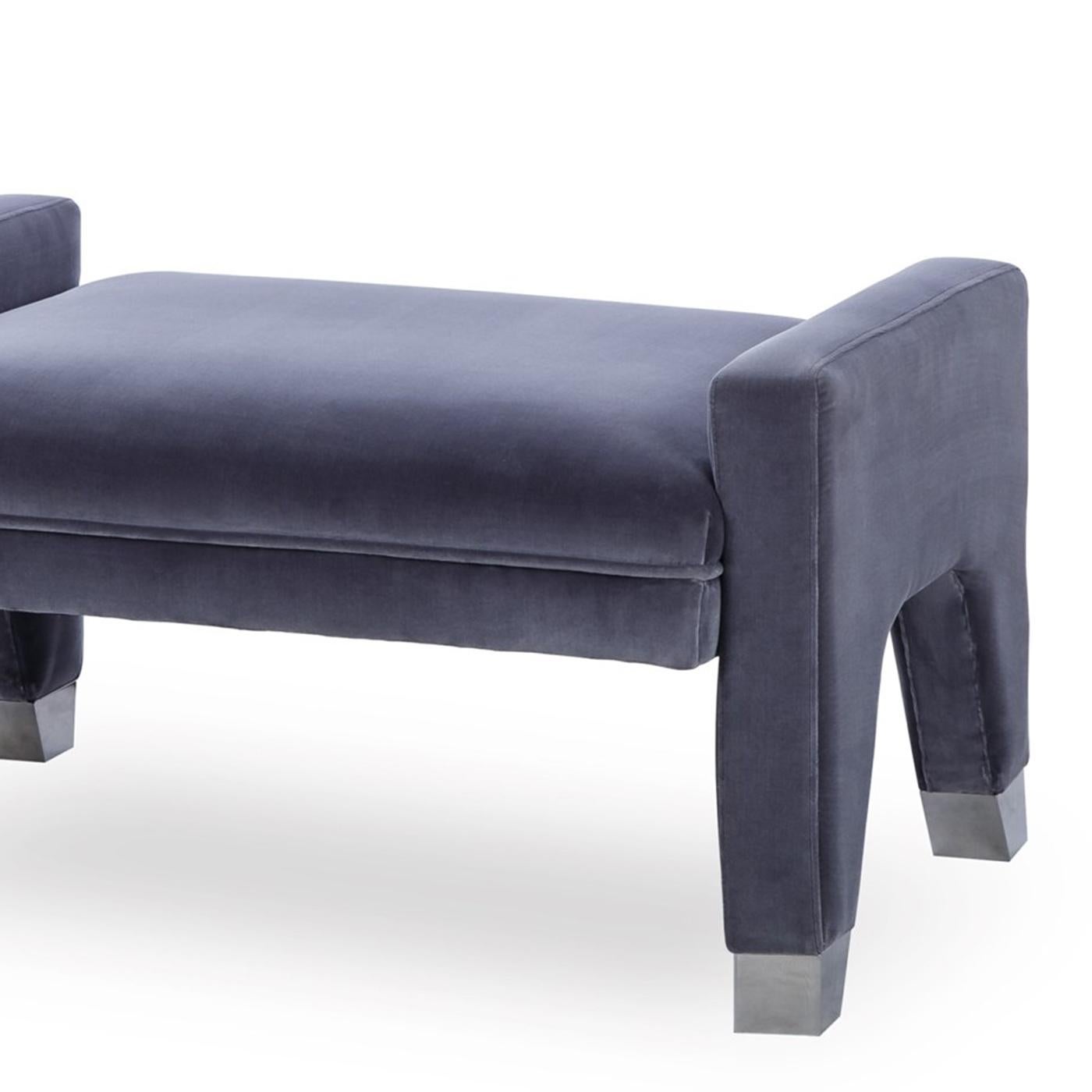 English Barry Bench with Faded Blue Velvet