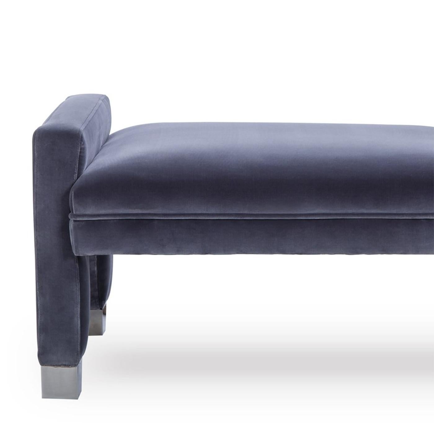 Hand-Crafted Barry Bench with Faded Blue Velvet