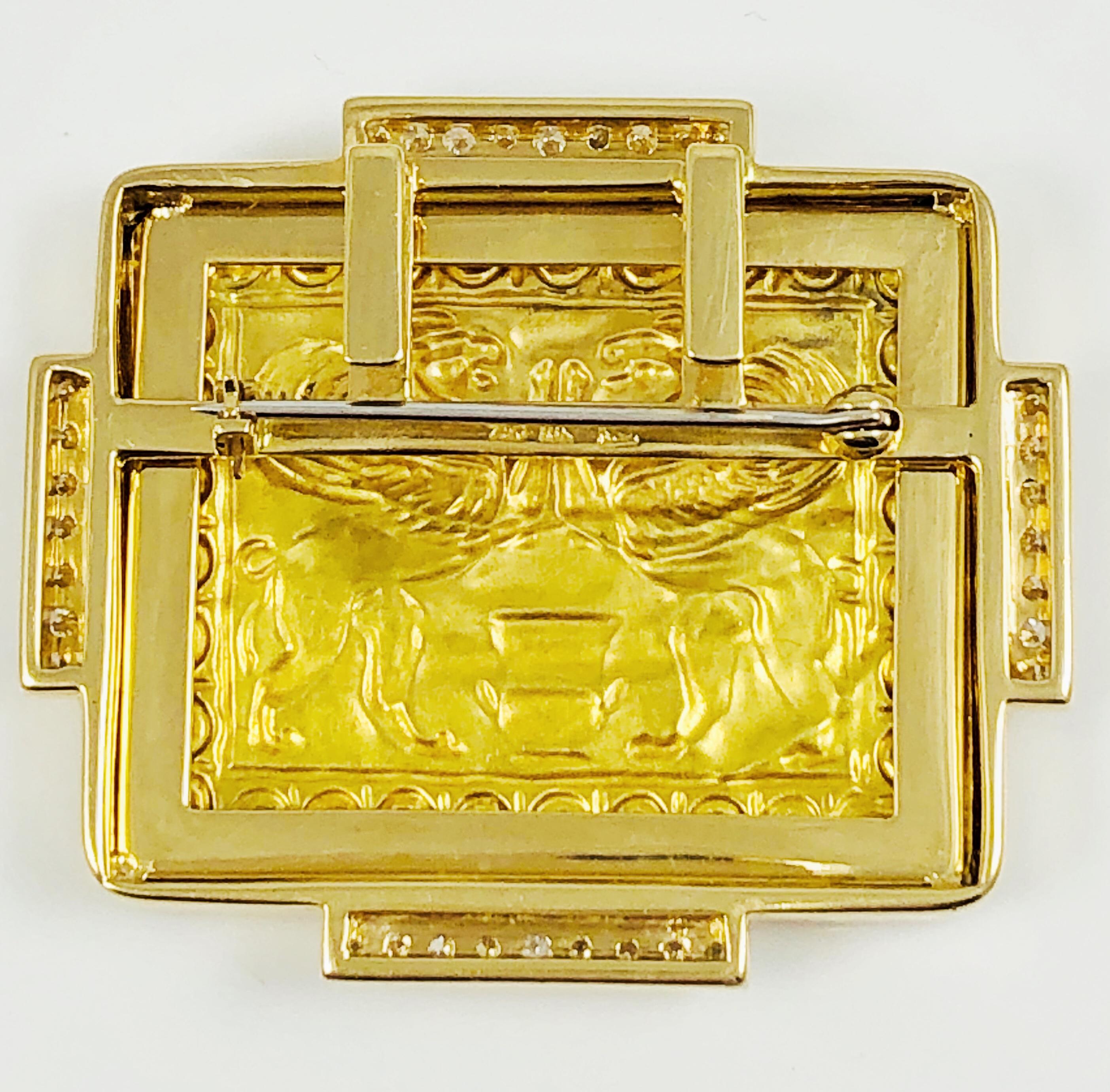 Barry Brinker Broche ou pendentif en or jaune 18 carats et 24 carats avec diamants en vente 2