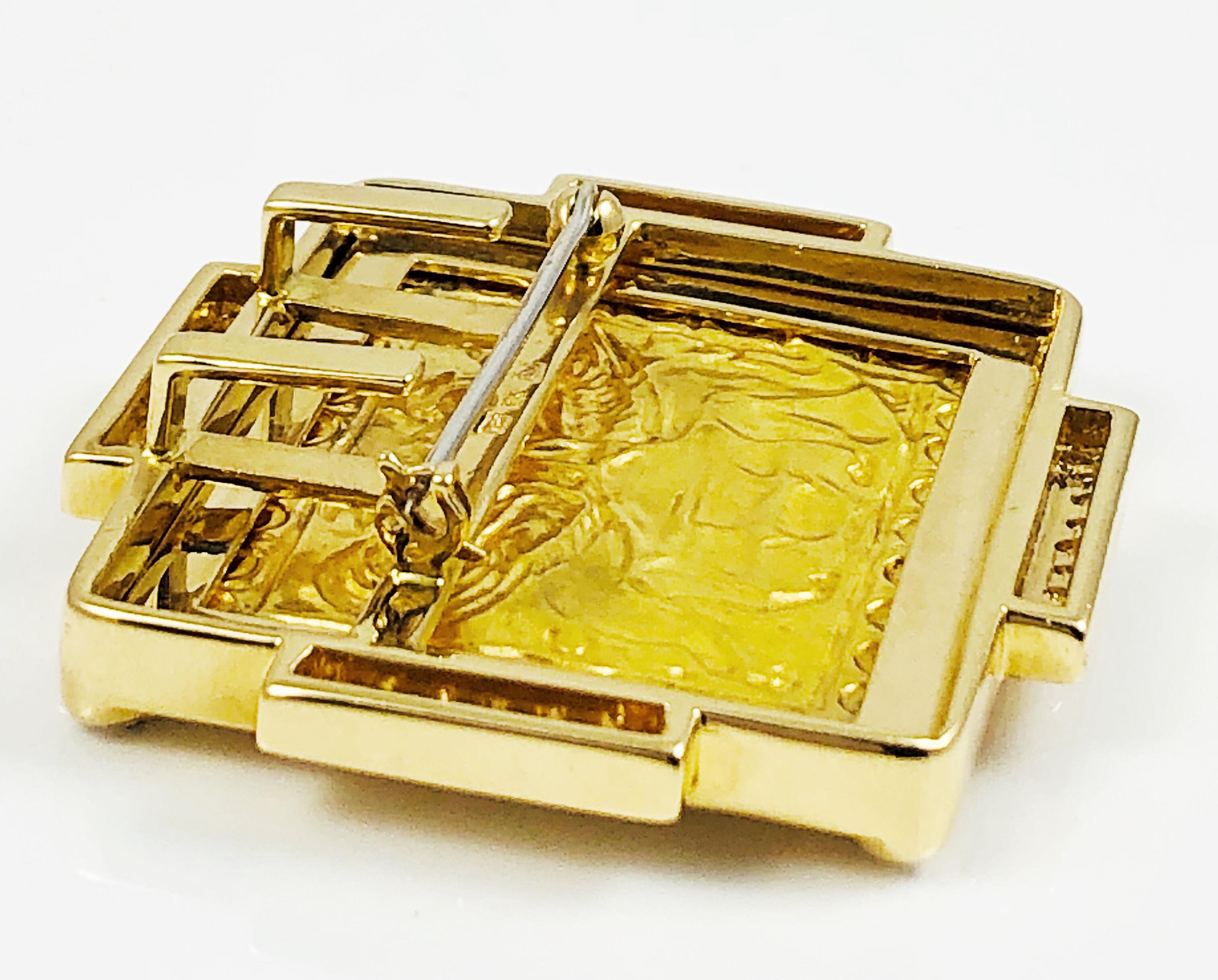 Barry Brinker Broche ou pendentif en or jaune 18 carats et 24 carats avec diamants en vente 3
