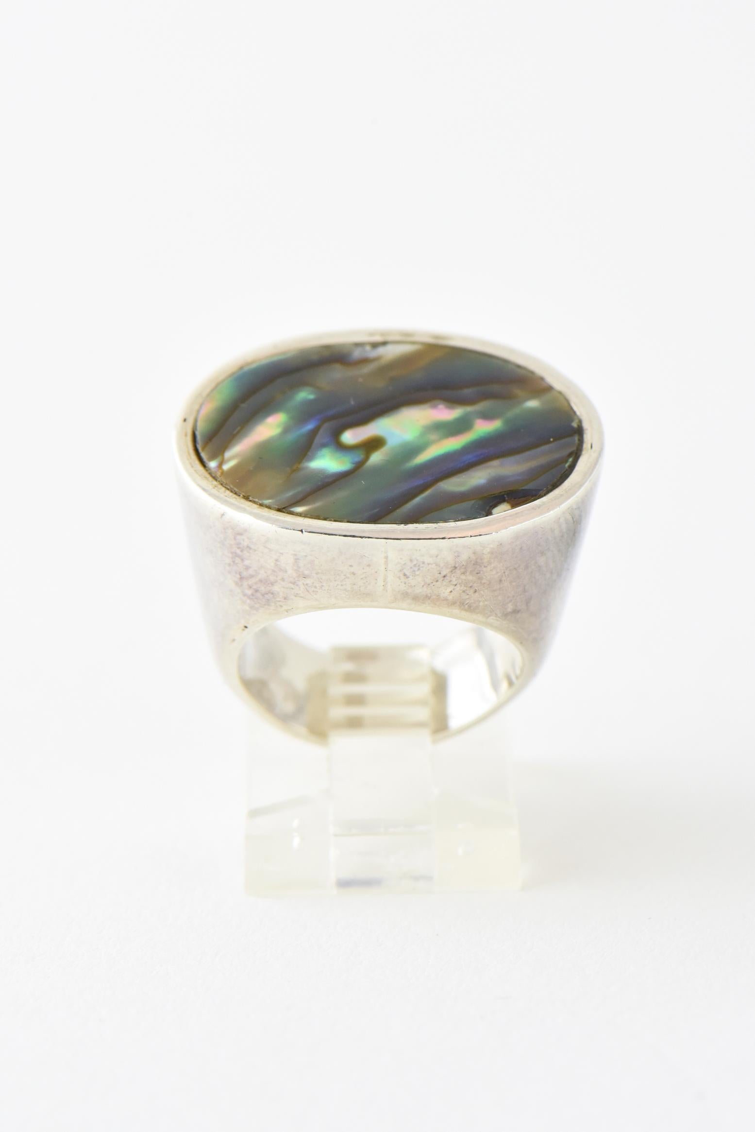 abalone sterling silver ring