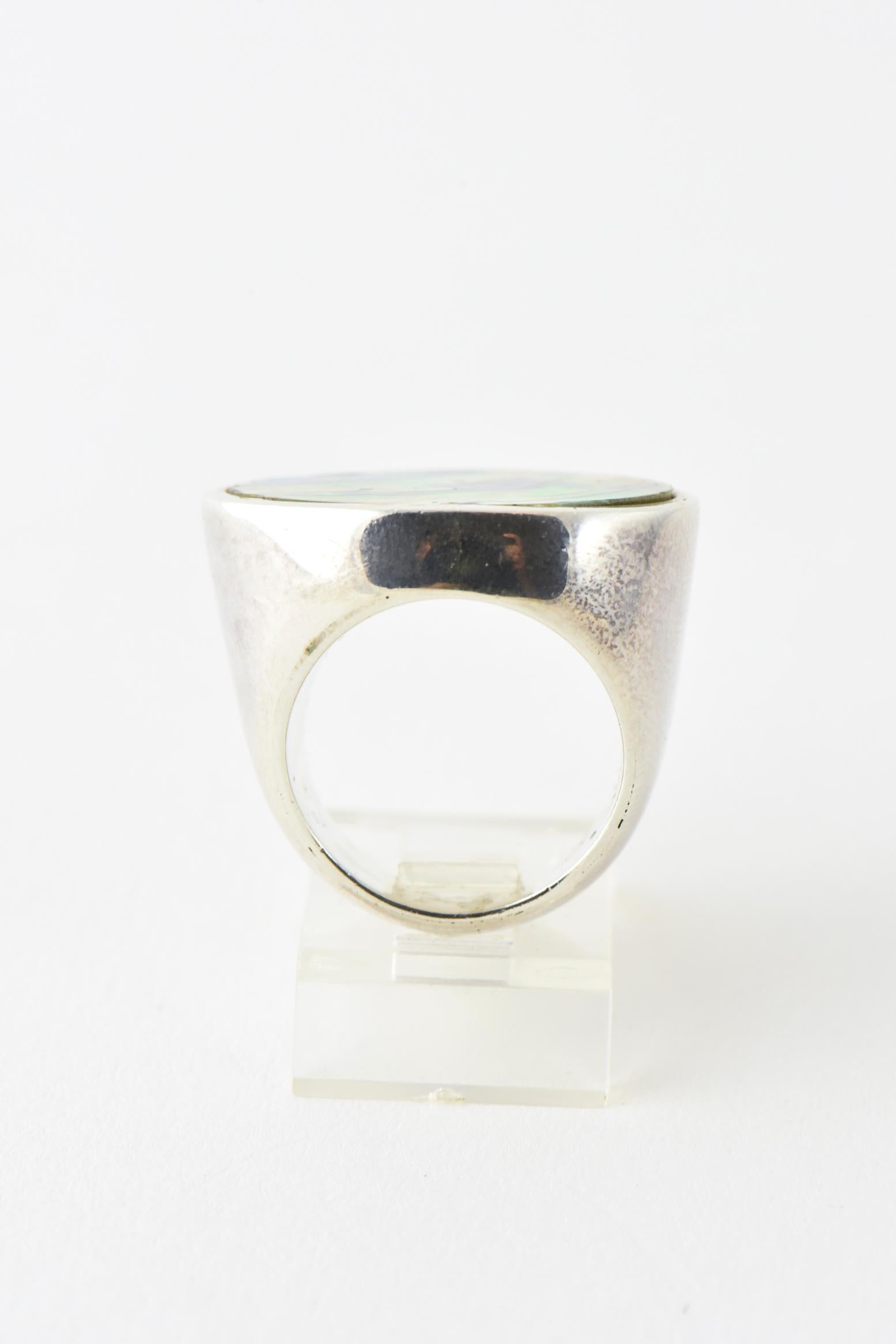 Barry Brinker Anello in argento con conchiglia di abalone in vendita 1