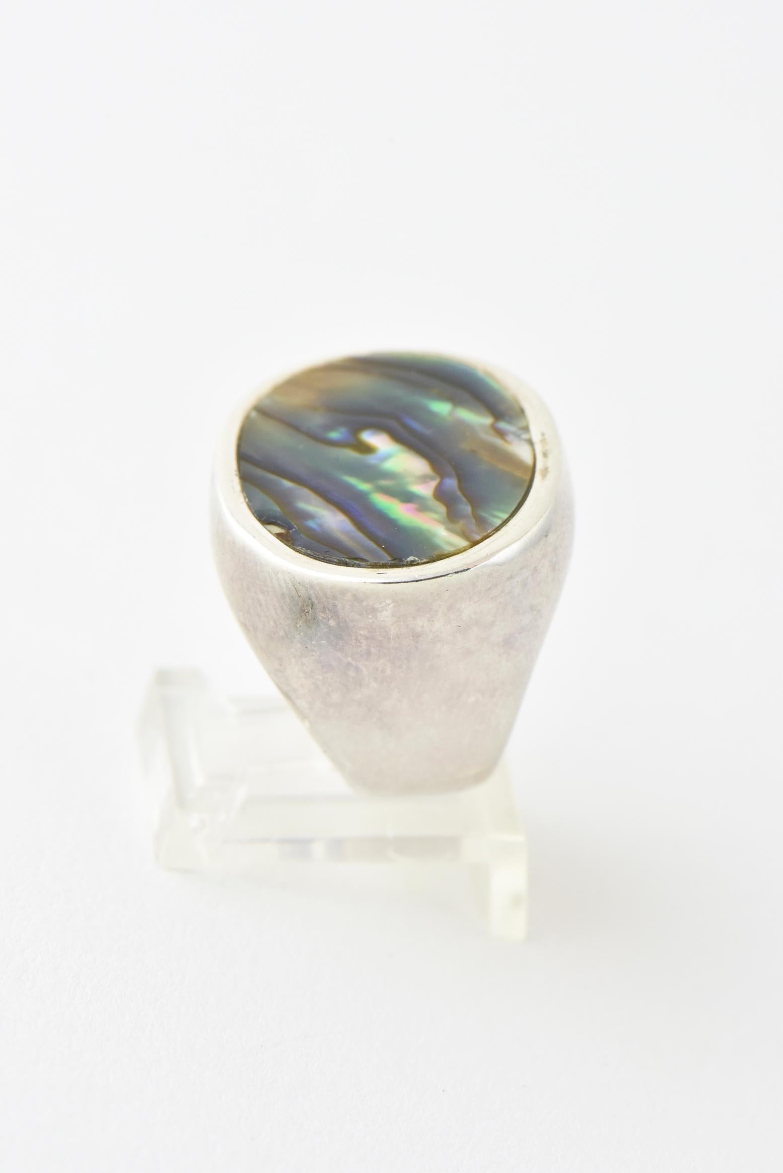 Barry Brinker Abalone Shell Sterling Silver Ring In Fair Condition For Sale In Miami Beach, FL