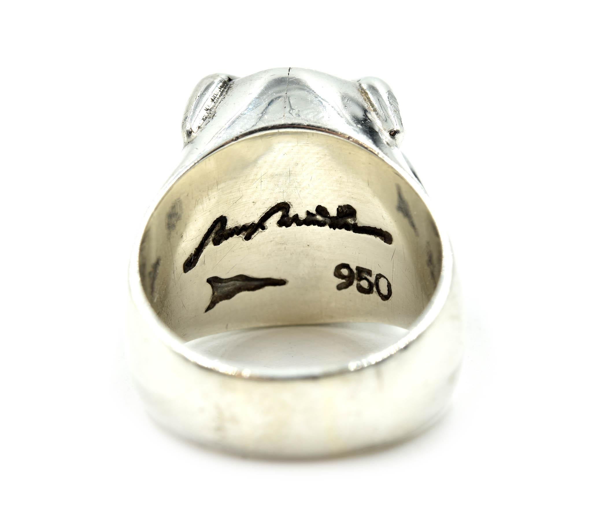 Barry Brinker Sterling Silver Hematite in Quartz Ring In New Condition In Scottsdale, AZ
