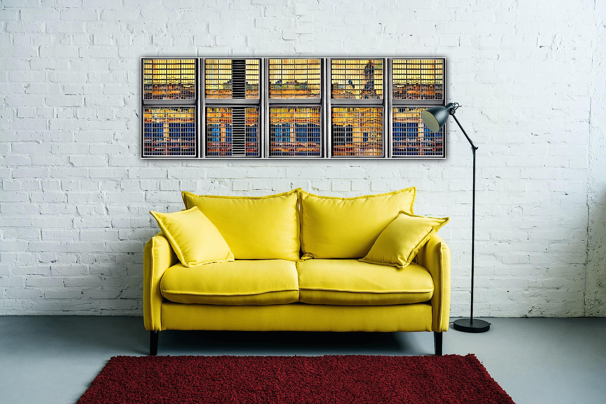 Goldene Fenster von Barry Cawston 200 x 67cm Panoramic-Druck mit Acryl-Gesichtshalterung im Angebot 1