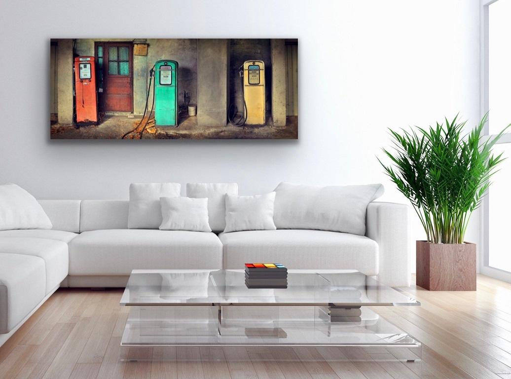 Petrol Pumps by Barry Cawston 150cm Panoramic photograph with Acrylic Face-Mount For Sale 1