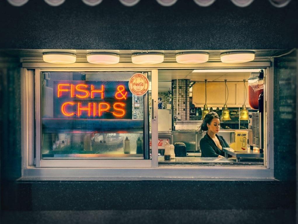 Initially taken as part of Cawston’s series juxtaposing images from  Banksy’s Dismaland with its host town of Weston-super-Mare for his book Are We There Yet?, The Perfect Fish and Chips has a timeless quality.
–
The Spaces in Between series