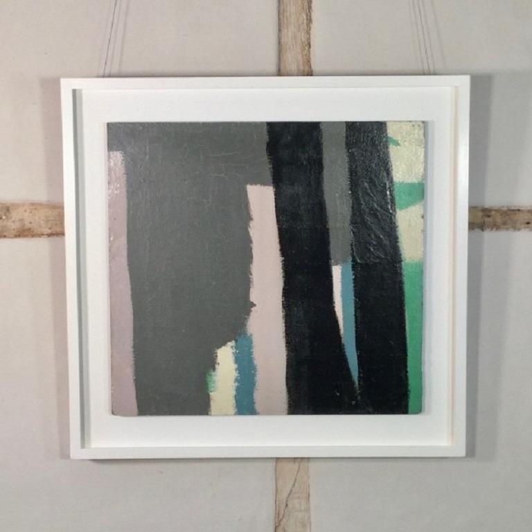 Ohne Titel 09 (Dunkle Streifen), Abstraktes Emaillegemälde auf Karton, um 1960 – Painting von Barry Daniels