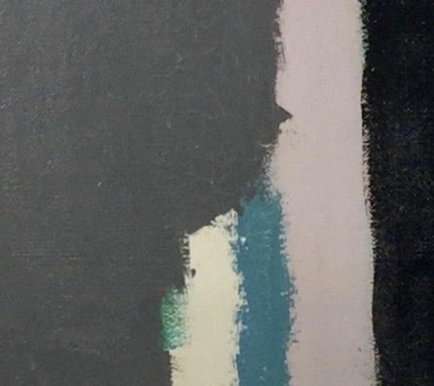 Ohne Titel 09 (Dunkle Streifen), Abstraktes Emaillegemälde auf Karton, um 1960 (Schwarz), Abstract Painting, von Barry Daniels