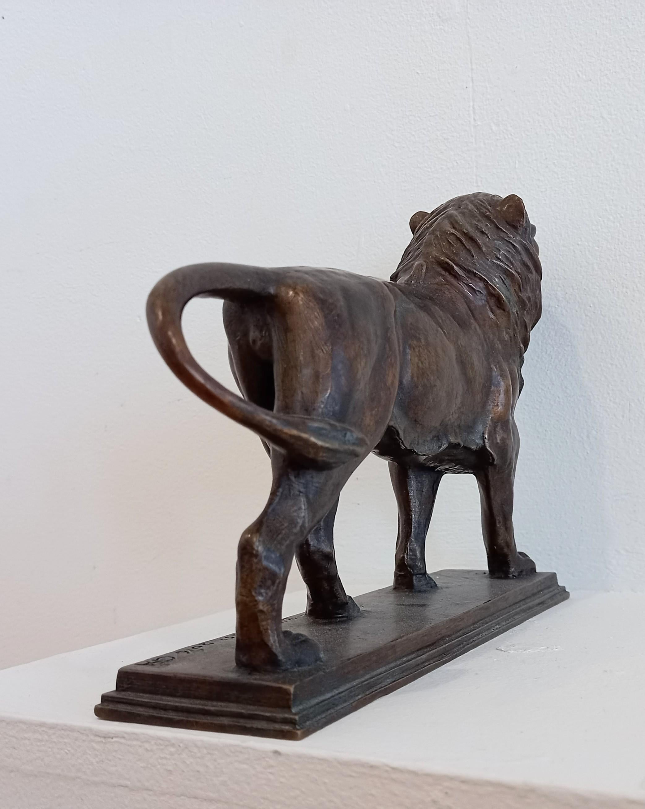 Lion - Gold Figurative Sculpture by Barry Davies 
