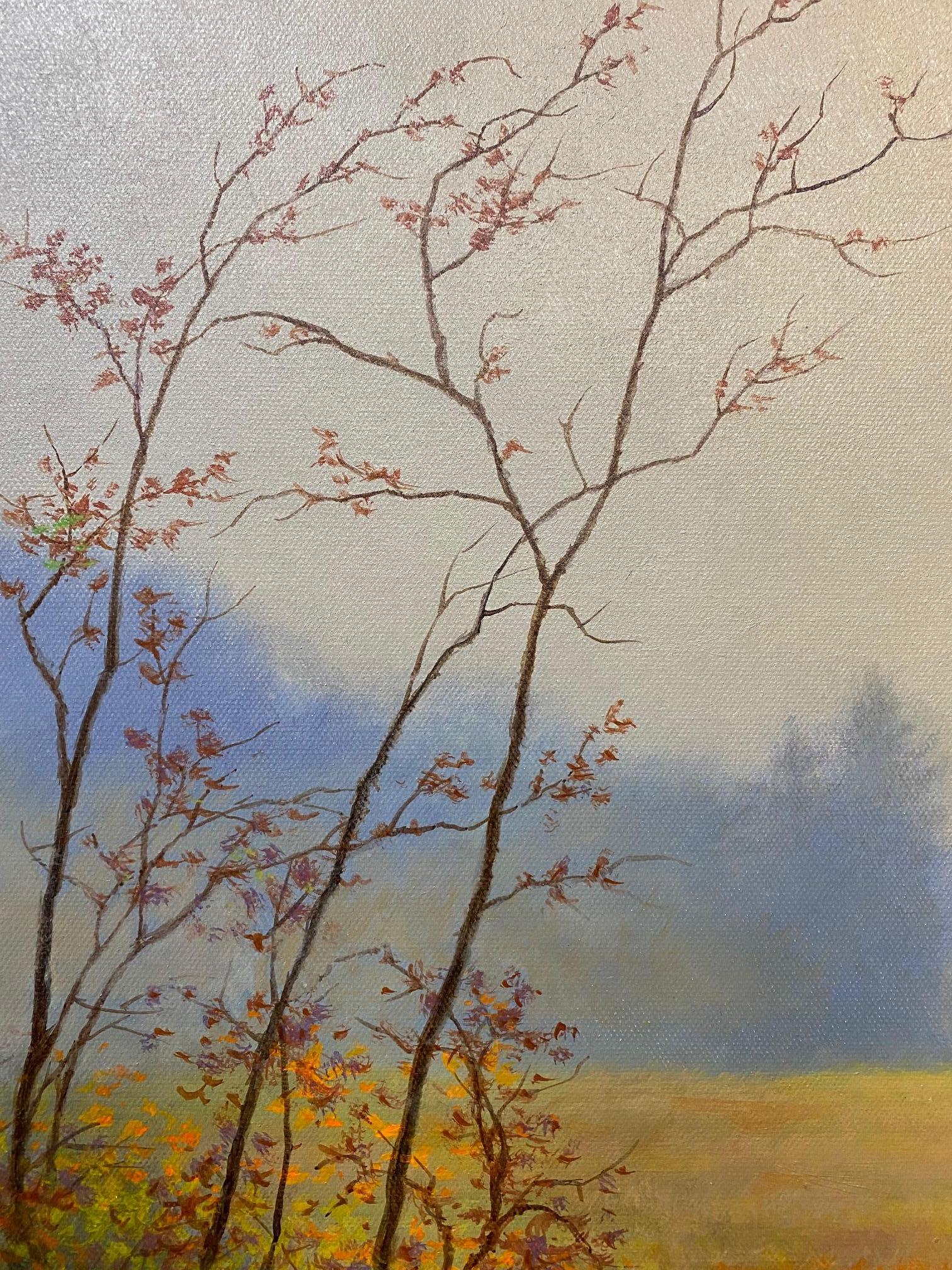 October Sun, original 30x24 realist landscape - Brown Landscape Painting by Barry DeBaun