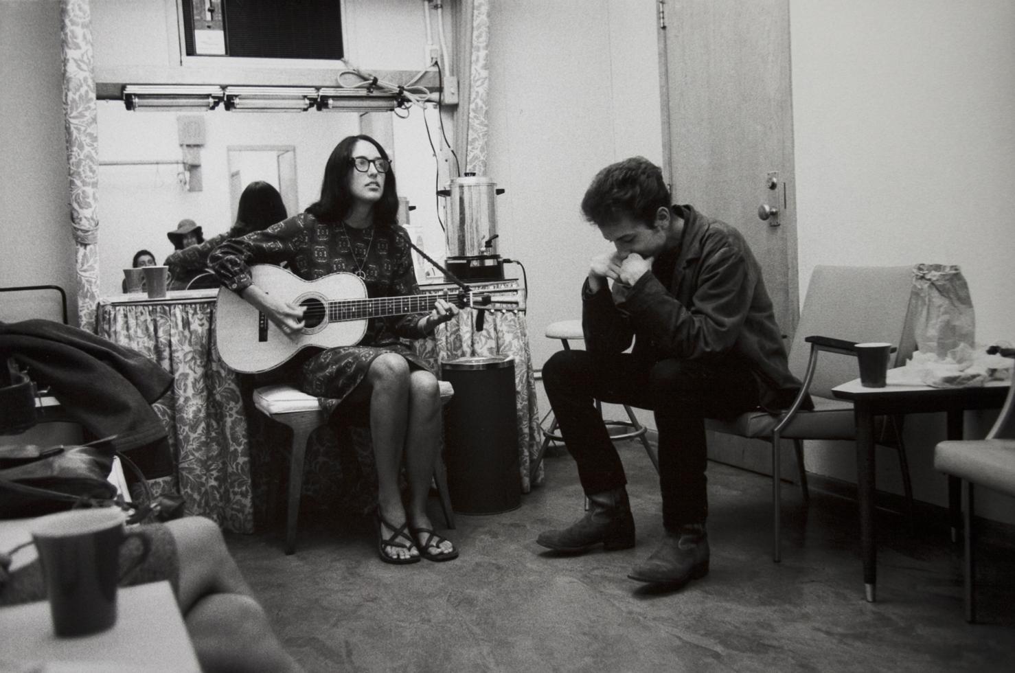 Barry Feinstein Black and White Photograph - Joan Baez and Bob Dylan