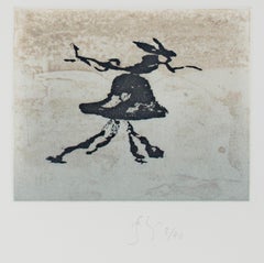 "Rabbit, " etching and aquatint by Barry Flanagan