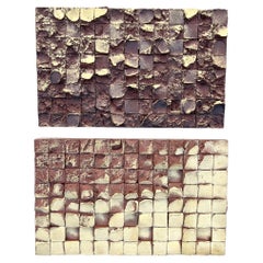 Barry Greyson Pareja de esculturas murales de gres con textura de pulgar 1981