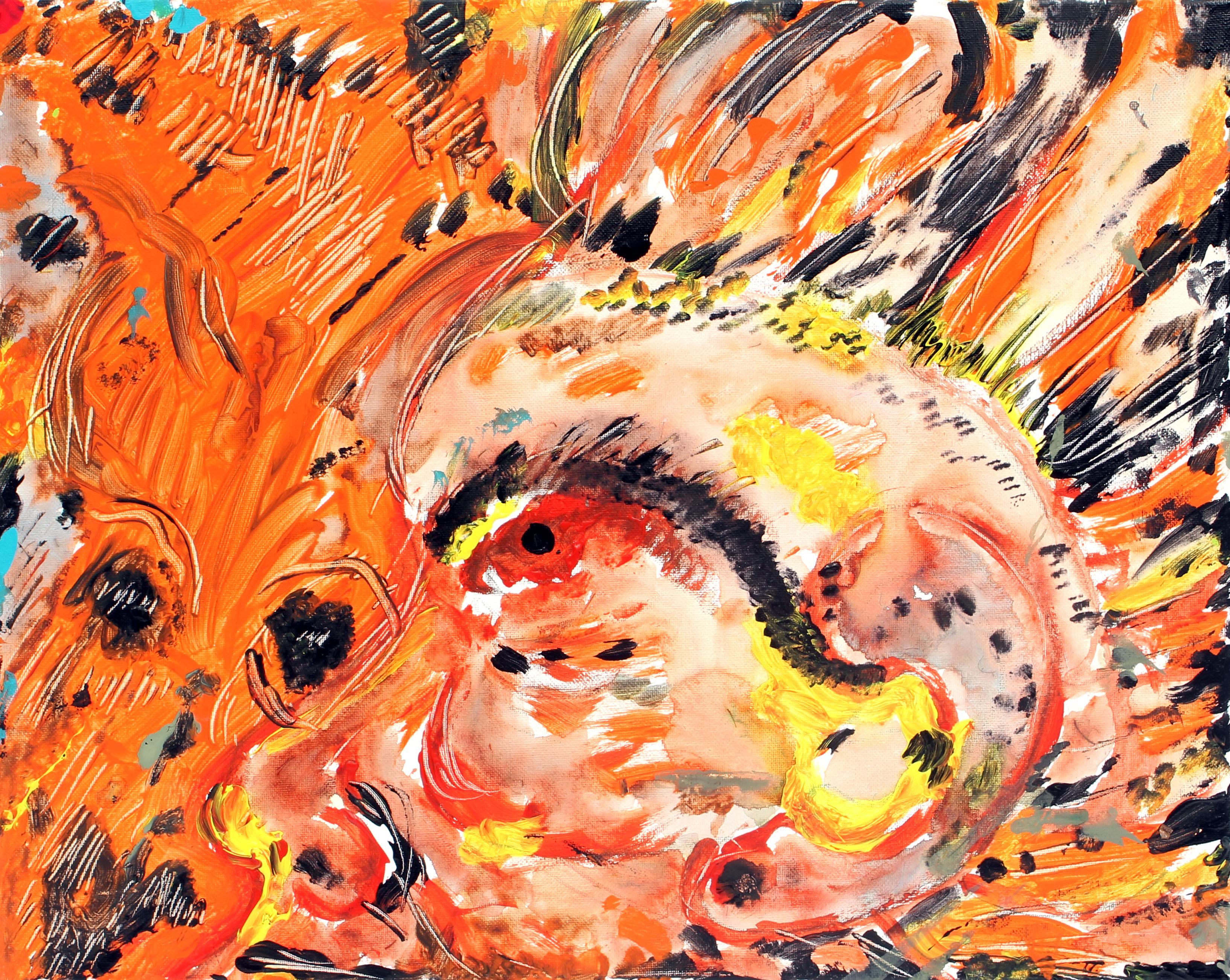 Escuela Americana Ciudad de Nueva York Abstracto Artista Outsider Pintura Abstracta Animal - Painting Arte marginal de Barry Johnson