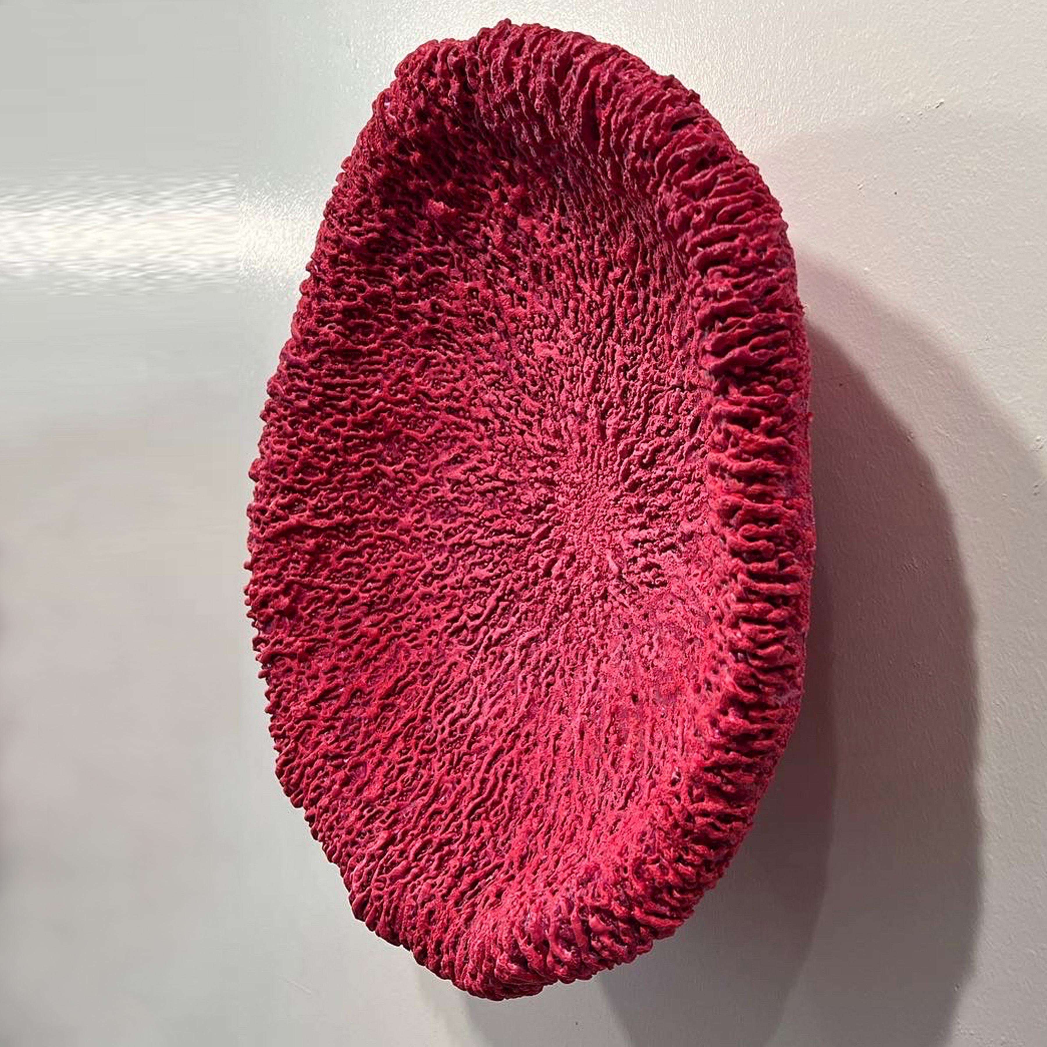 This minimalist dark pink 3D wall piece is by Barry Katz. He creates pieces that allude to the artist looking into a mirror. And in particular, one which reflects inner states. Not a mirror that flatters, far from, but one that tells inescapable