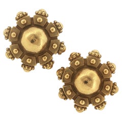 Orecchini vintage a clip circolari in oro giallo 18 carati di Barry Keiselstein Cord