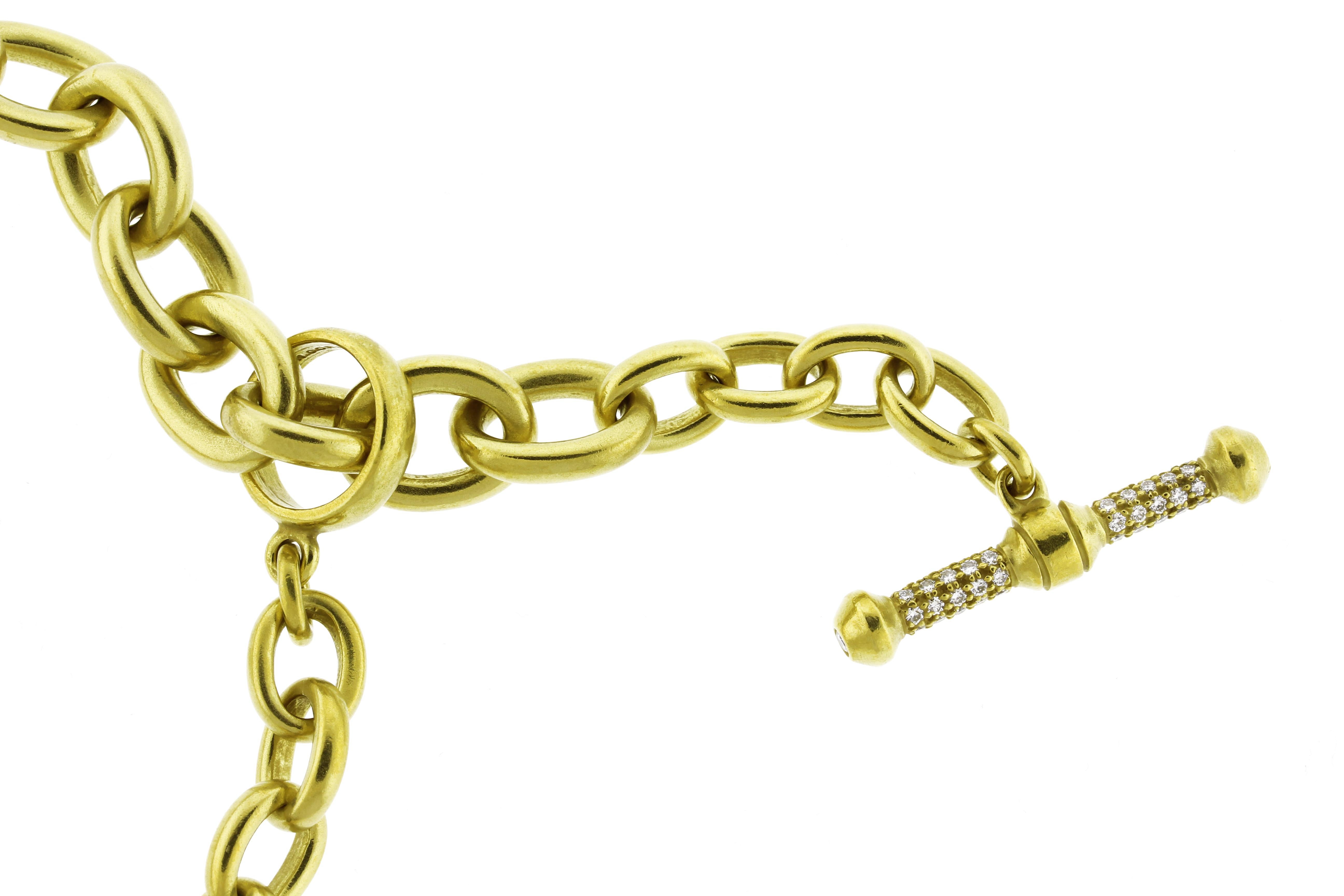 Brilliant Cut Barry Keiselstein Cord Gold Oval Chain Necklace with a Diamond Toggle For Sale