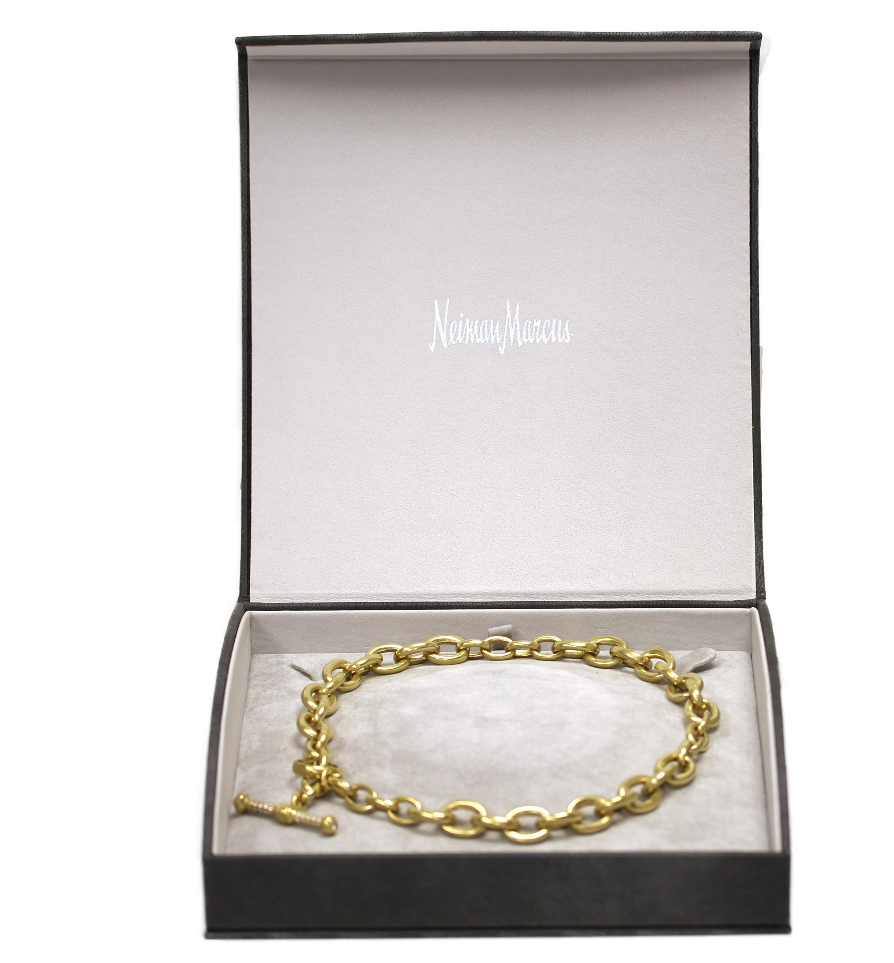 Barry Keiselstein Cord Gold Oval Chain Necklace with a Diamond Toggle In Excellent Condition For Sale In Bethesda, MD