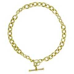 Ovale Halskette aus Gold mit Diamanten und Kordelzug von Barry Keiselstein