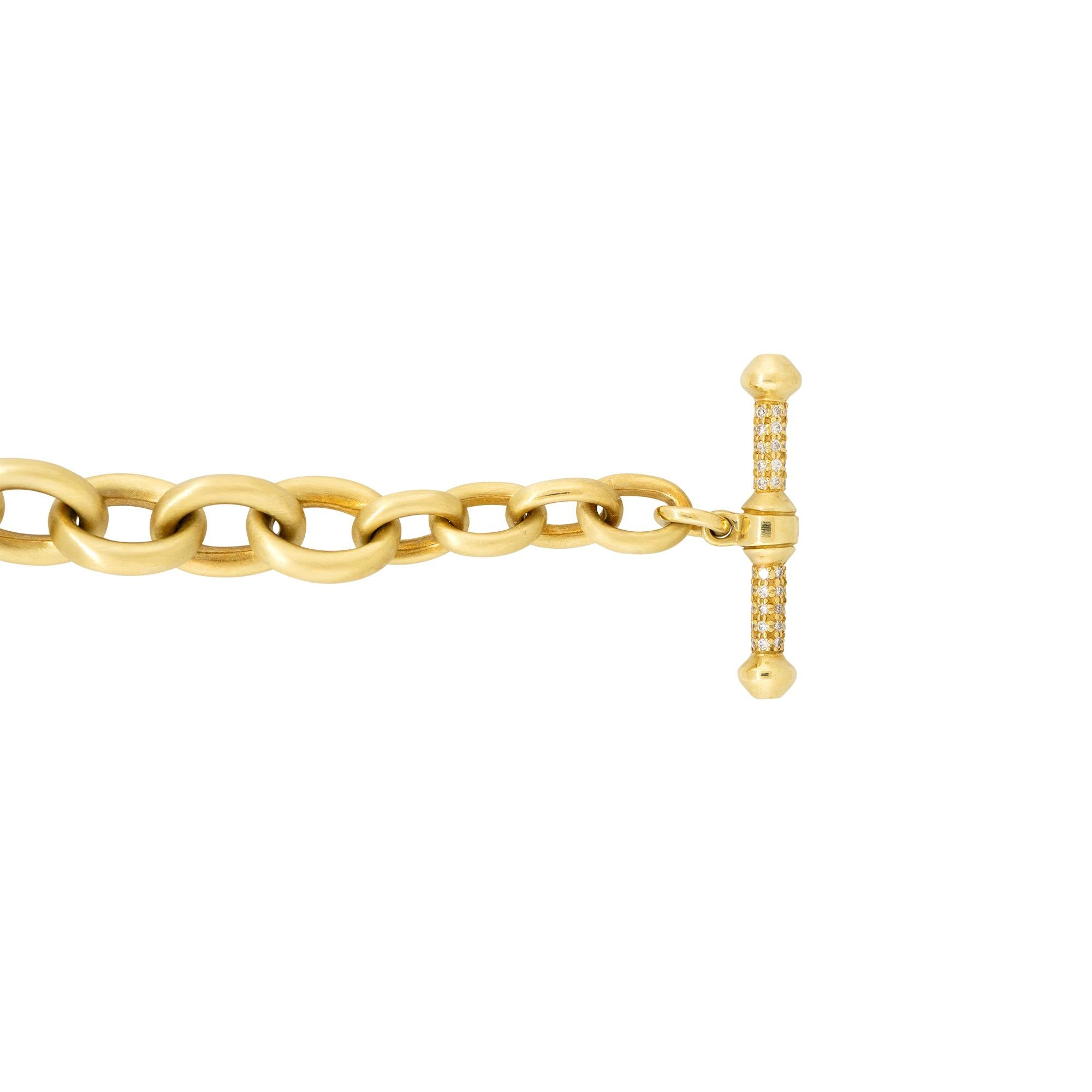 Women's Barry Kieselstein 0.6 Carat Diamond Toggle Large Link Bracelet 18 Karat In Stock For Sale