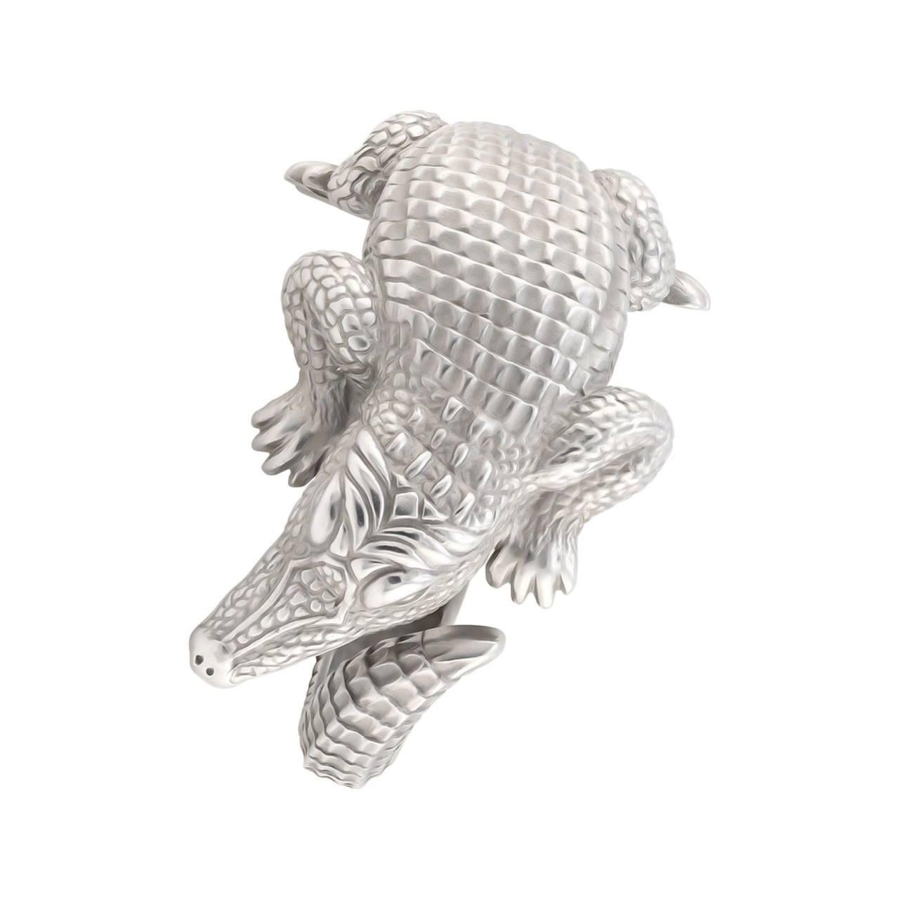 Modern Barry Kieselstein-Cord 18K White Gold Alligator Cuff Bracelet For Sale