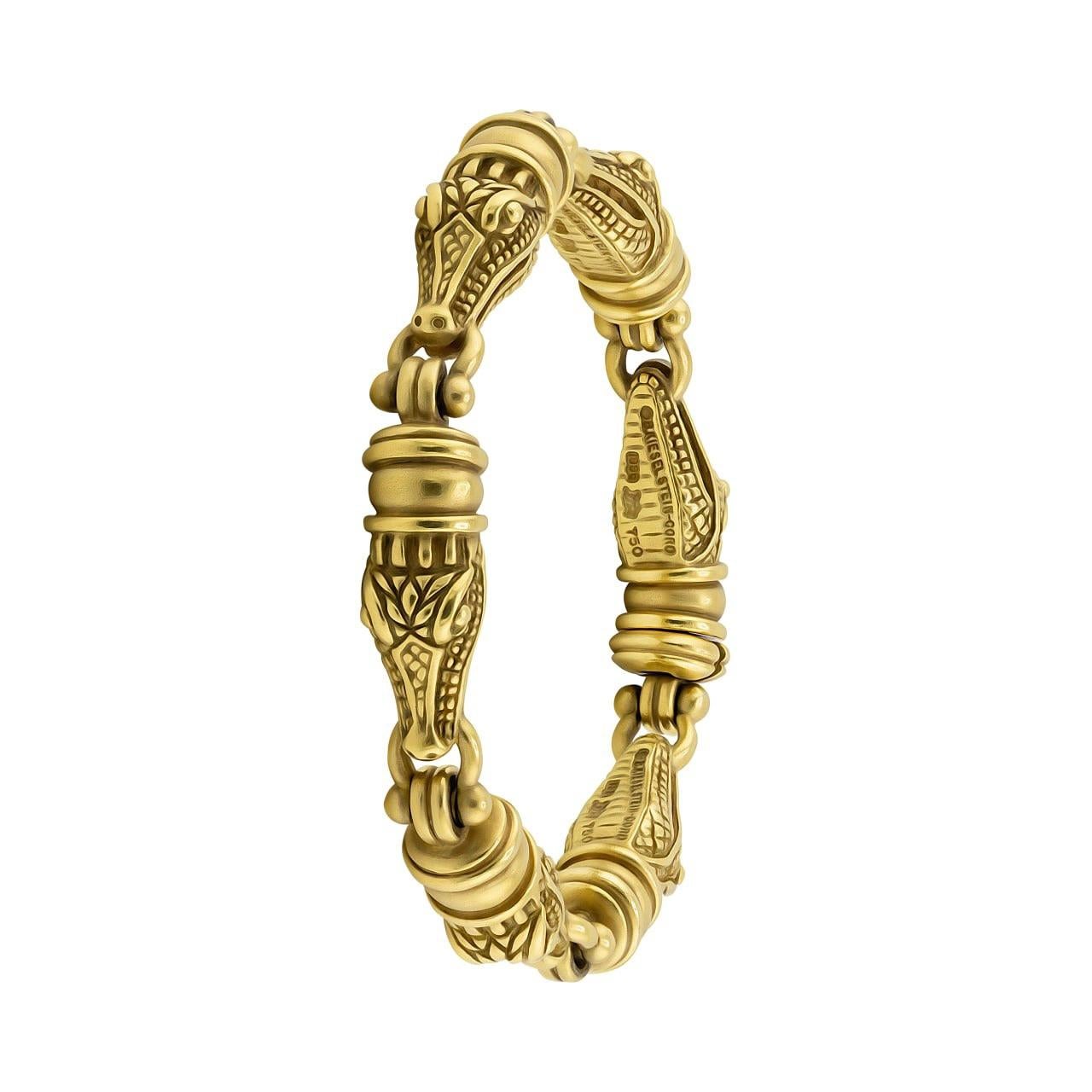 Barry Kieselstein-Cord 18K Yellow Gold Alligator Bracelet In Excellent Condition For Sale In North Miami Beach, FL