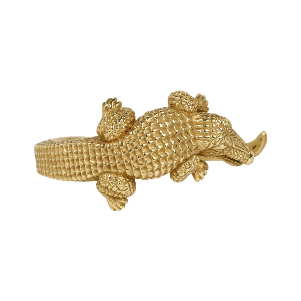 Women's Barry Kieselstein-Cord Alligator Cuff Bracelet 18k Gold For Sale