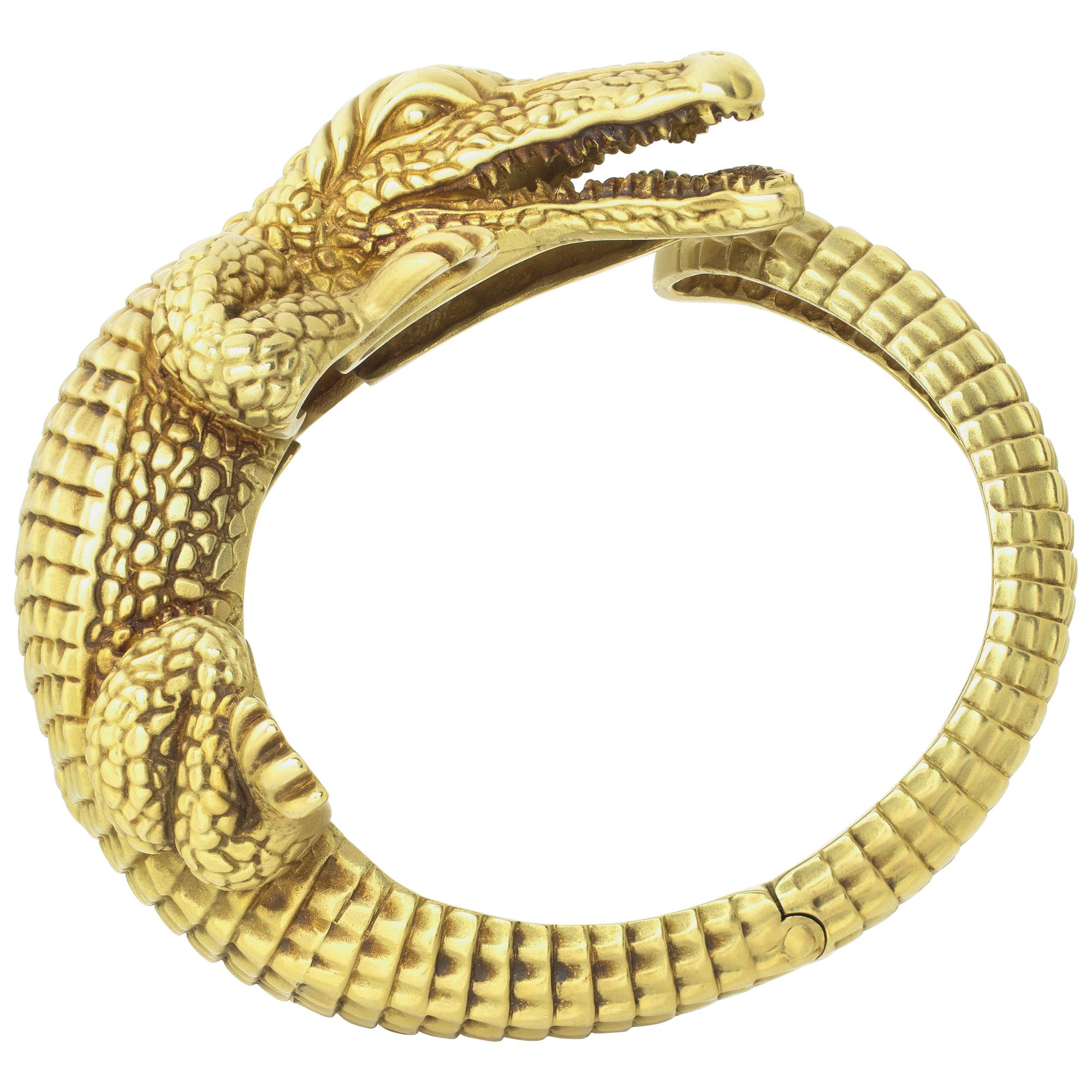 Manschettenarmband aus Alligatorleder mit Cord von Barry Kieselstein (Art déco) im Angebot