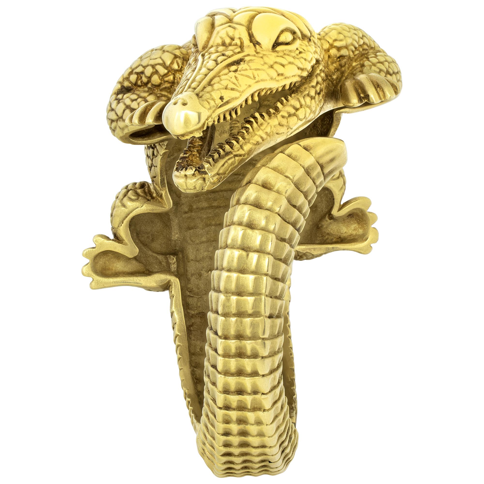 Art Deco Barry Kieselstein Cord Alligator Cuff Bracelet For Sale