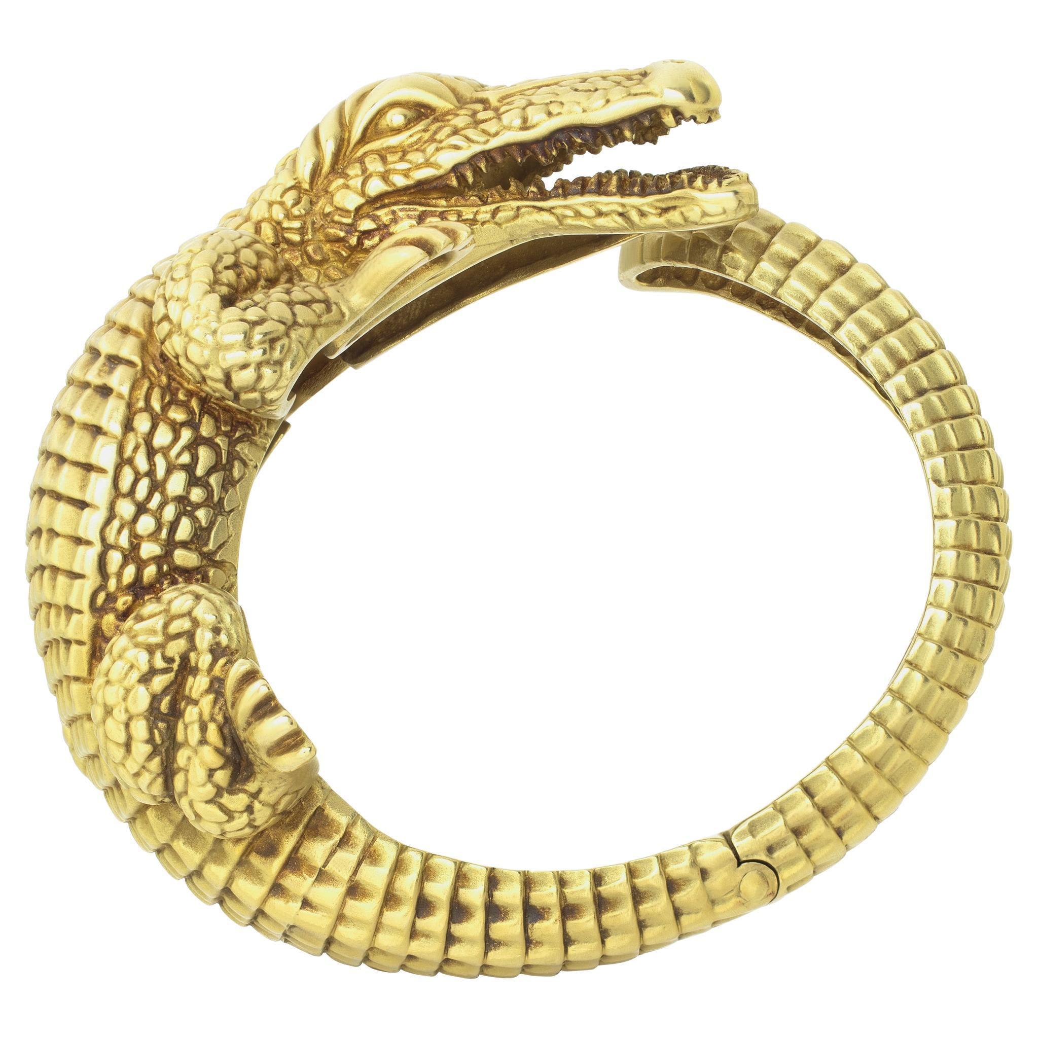 Manschettenarmband aus Alligatorleder mit Cord von Barry Kieselstein