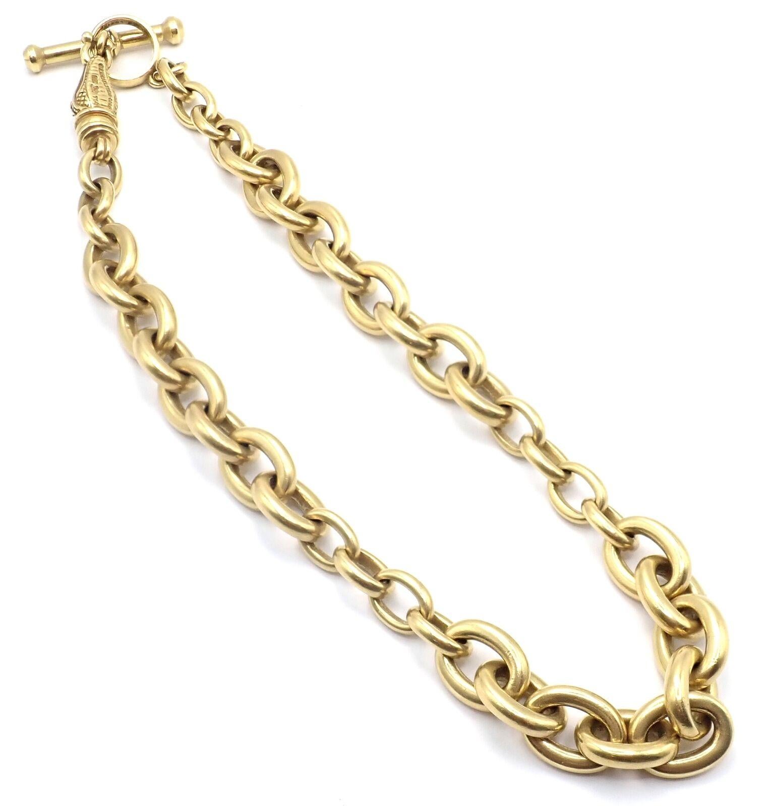 Women's or Men's Barry Kieselstein Cord Alligator Head Link Toggle Yellow Gold Necklace