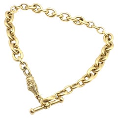 Barry Kieselstein Cord Alligator Head Link Toggle Yellow Gold Necklace