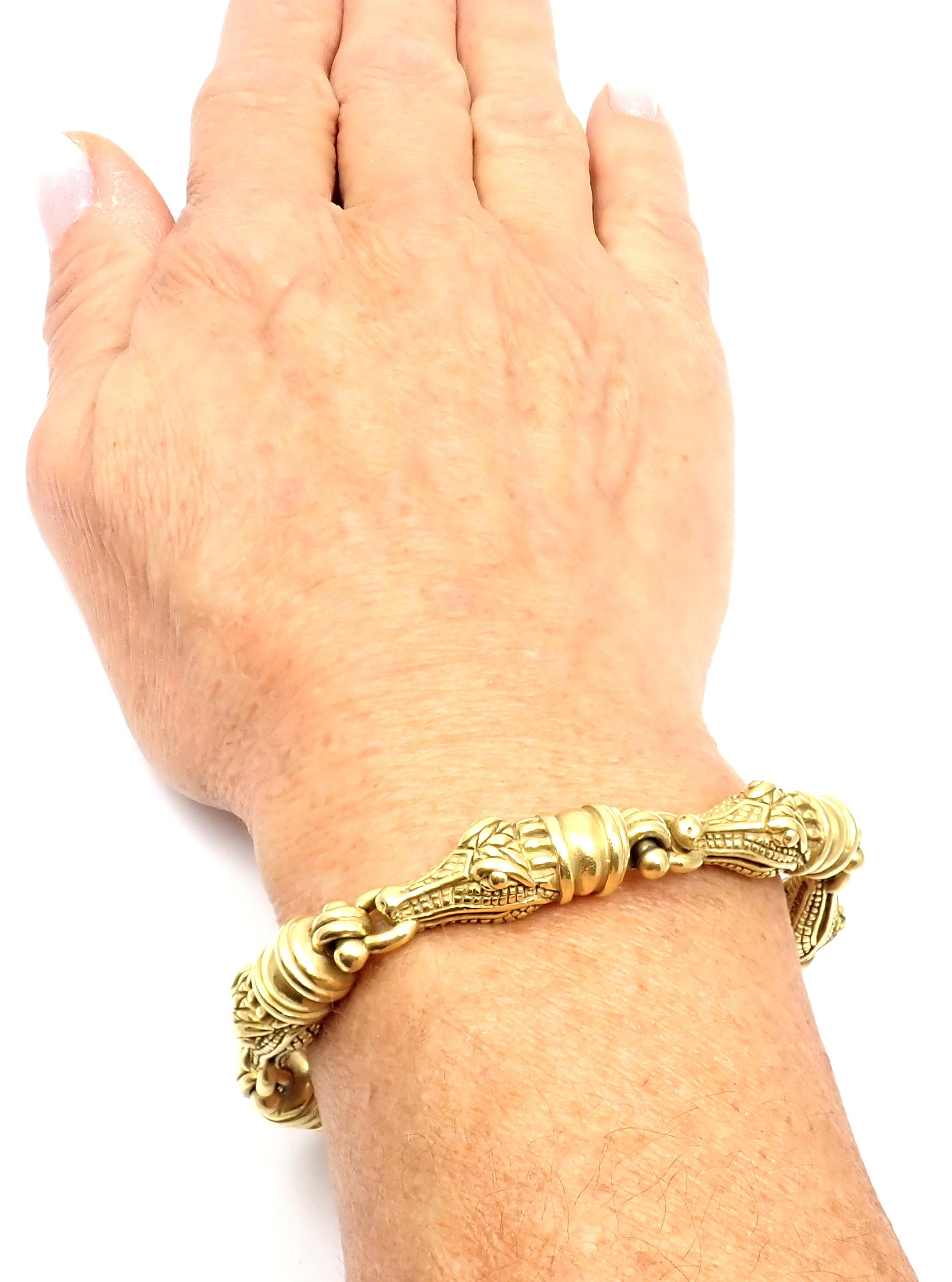 Barry Kieselstein Cord Alligator Heads Yellow Gold Link Bracelet 3