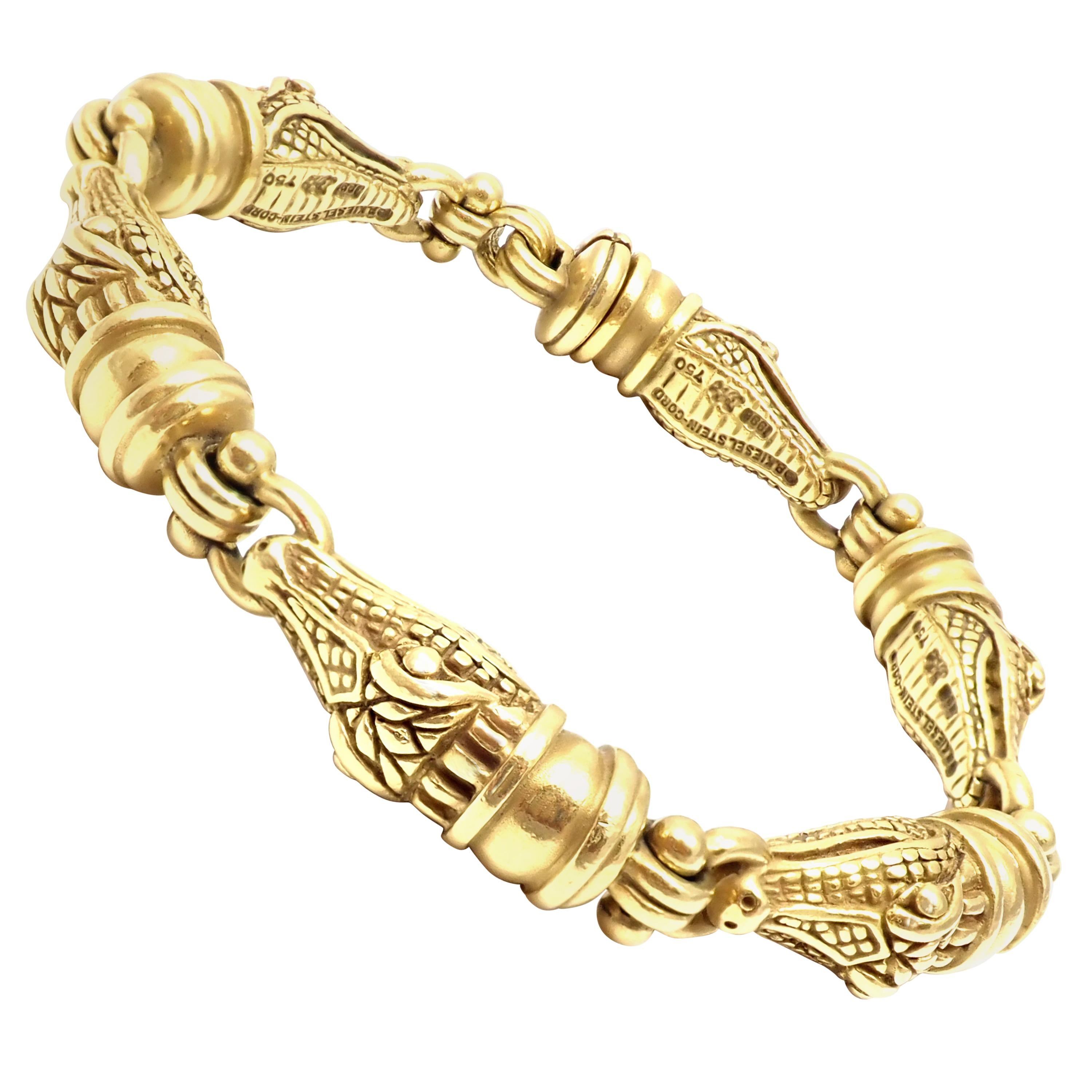 Barry Kieselstein Cord Alligator Heads Yellow Gold Link Bracelet