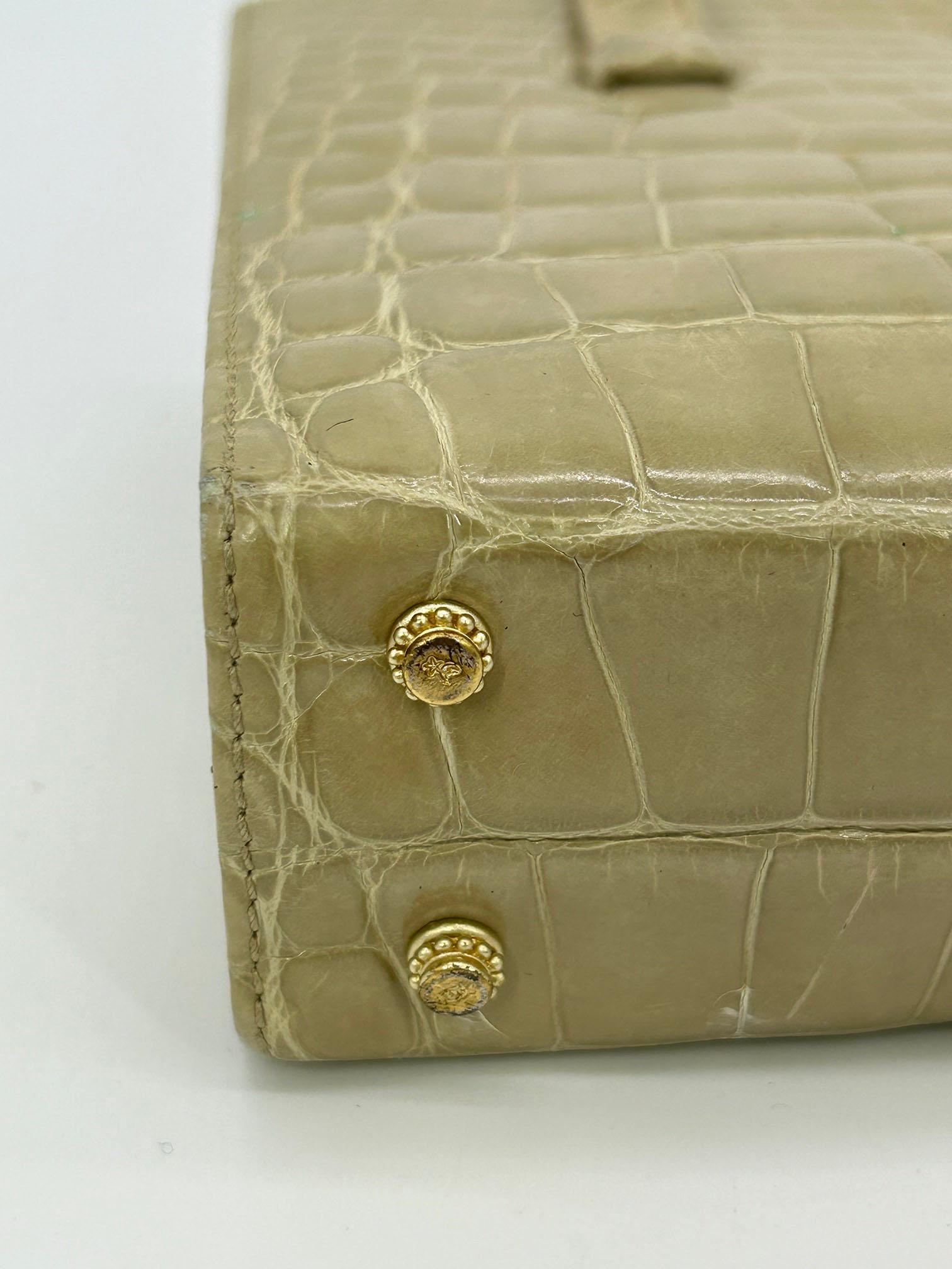 Barry Kieselstein Cord Beige Alligator Box Shoulder Bag For Sale 8
