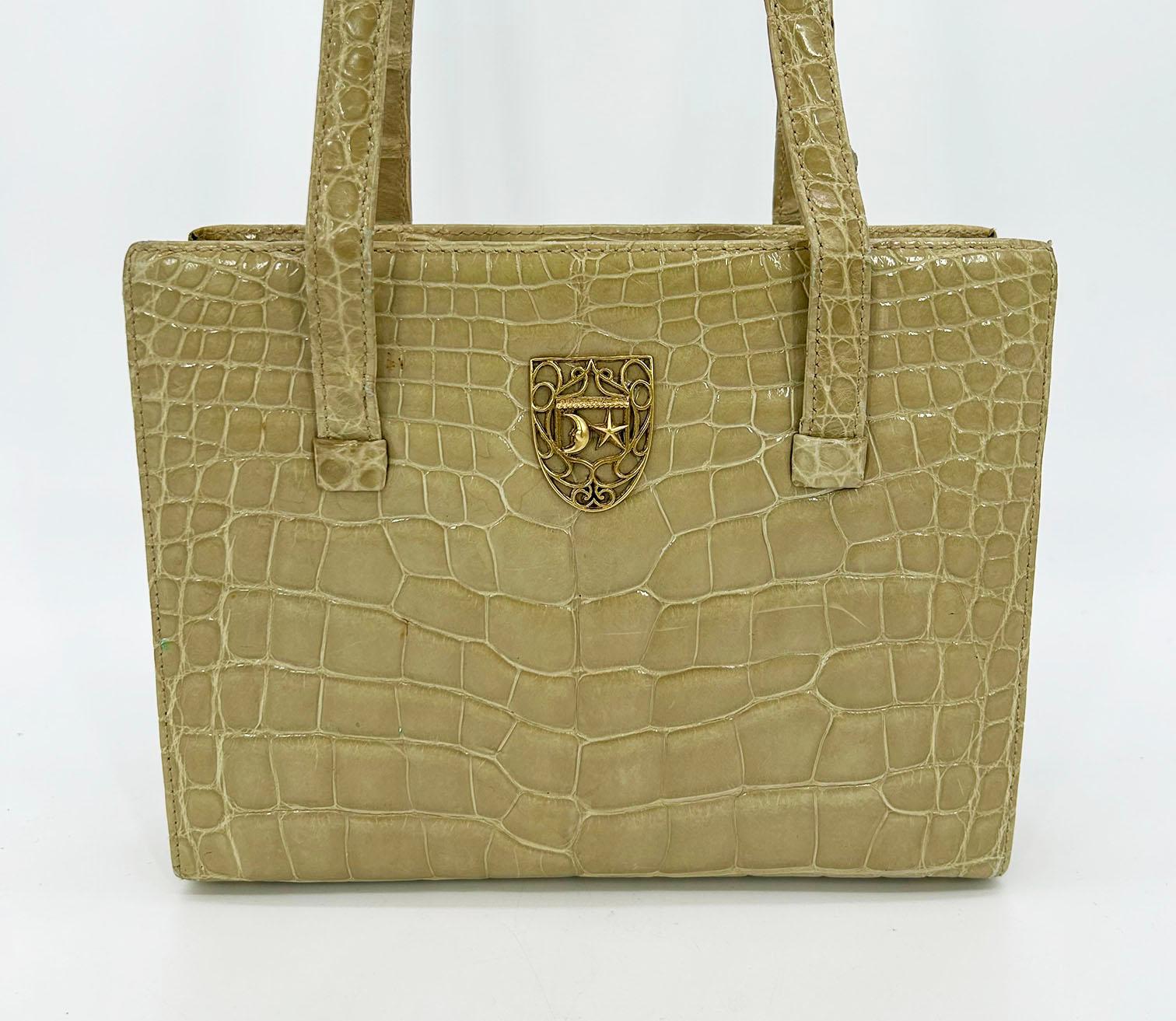 Women's Barry Kieselstein Cord Beige Alligator Box Shoulder Bag For Sale
