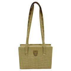 Barry Kieselstein Cord Beige Alligator Box Shoulder Bag