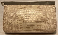 Barry Kieselstein Cord Beige Gold Lizard Egyptian Goddess Clutch