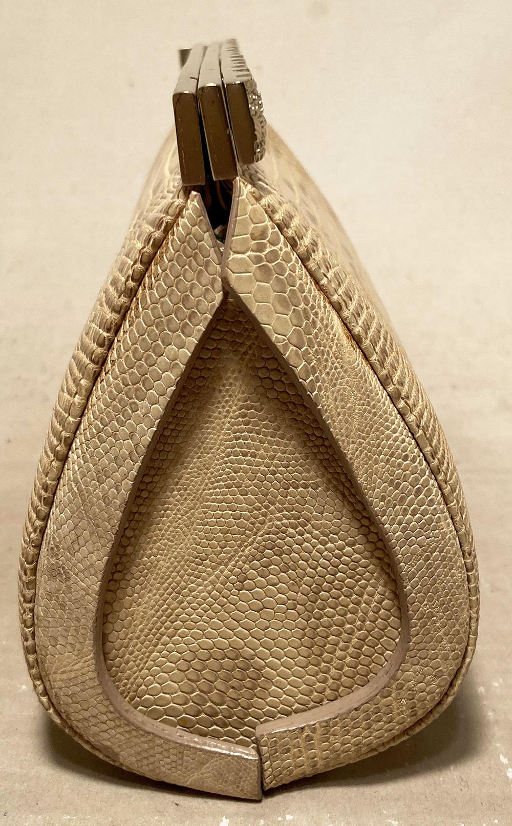 Beige Barry Kieselstein Cord pochette déesse égyptienne en lézard doré beige en vente