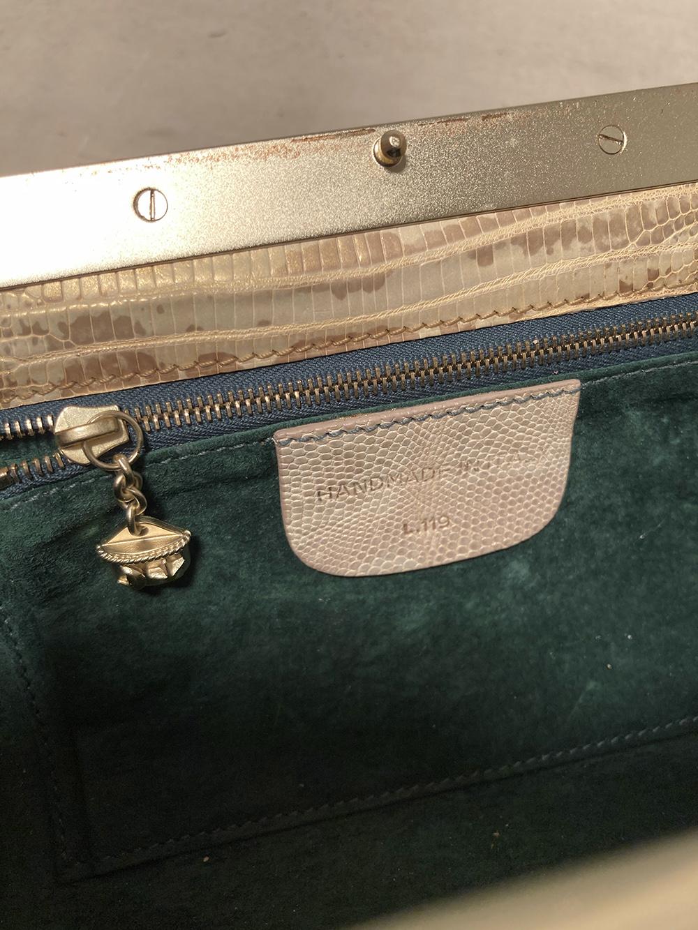 Barry Kieselstein Cord pochette déesse égyptienne en lézard doré beige en vente 4