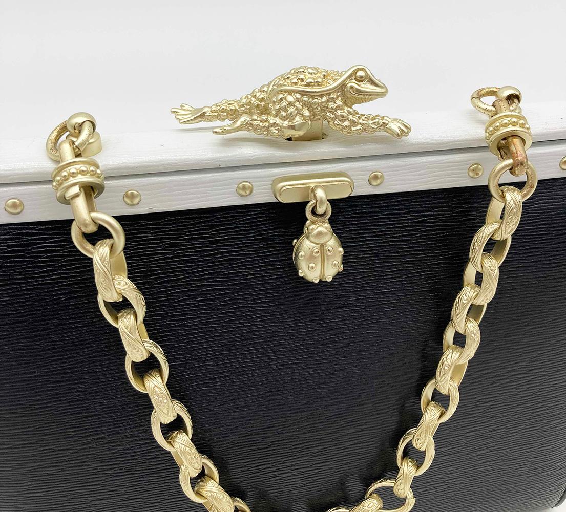 Barry Kieselstein Cord Black and White Frog Handbag 1