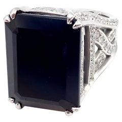 Barry Kieselstein Cord Black Spinel Diamond Platinum Ring
