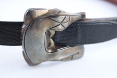 Barry Kieselstein-Cord Black Sterling Silver 458Buckle On Lizard Strap 20mr0702