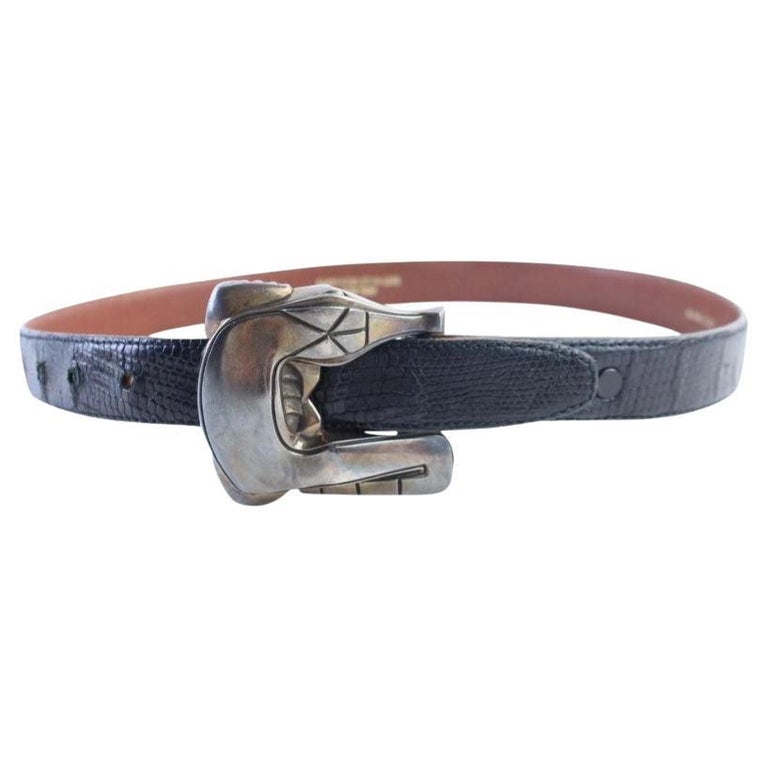 Blue Crocodile Belt - 9 For Sale on 1stDibs